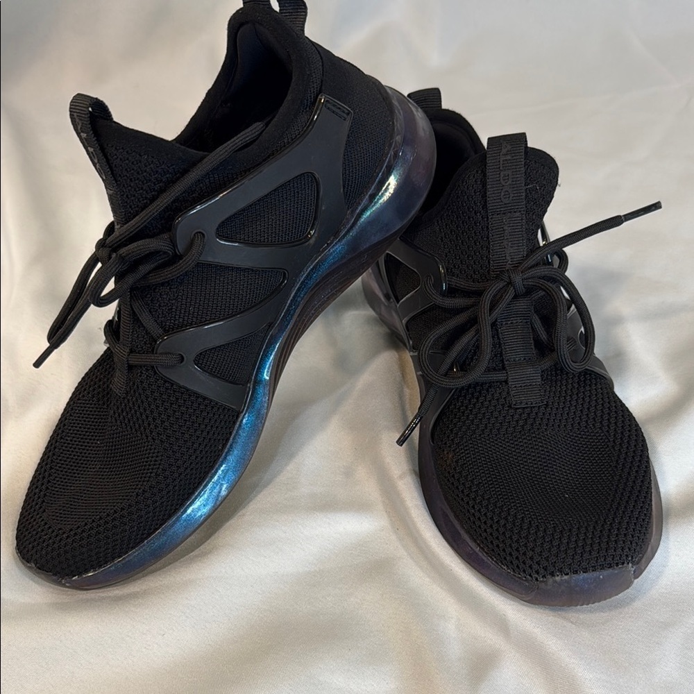 Aldo Brand, Woman’s Black Athletic Sneakers with holographic rubber soles, 7.5 - Picture 5 of 11
